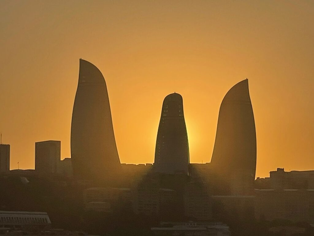 Self-drive tour Azerbaijan and Georgia with Kaukasus-Reisen from Baku to Batumi Rental car trip journey Flame towers