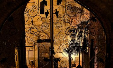 Gate to Anchiskhati Church in Tbilisi with ornaments