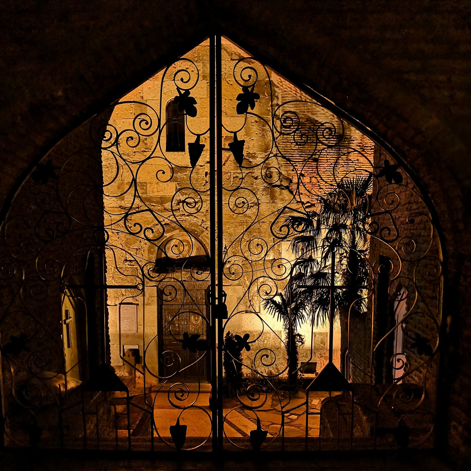 Gate to Anchiskhati Church in Tbilisi with ornaments