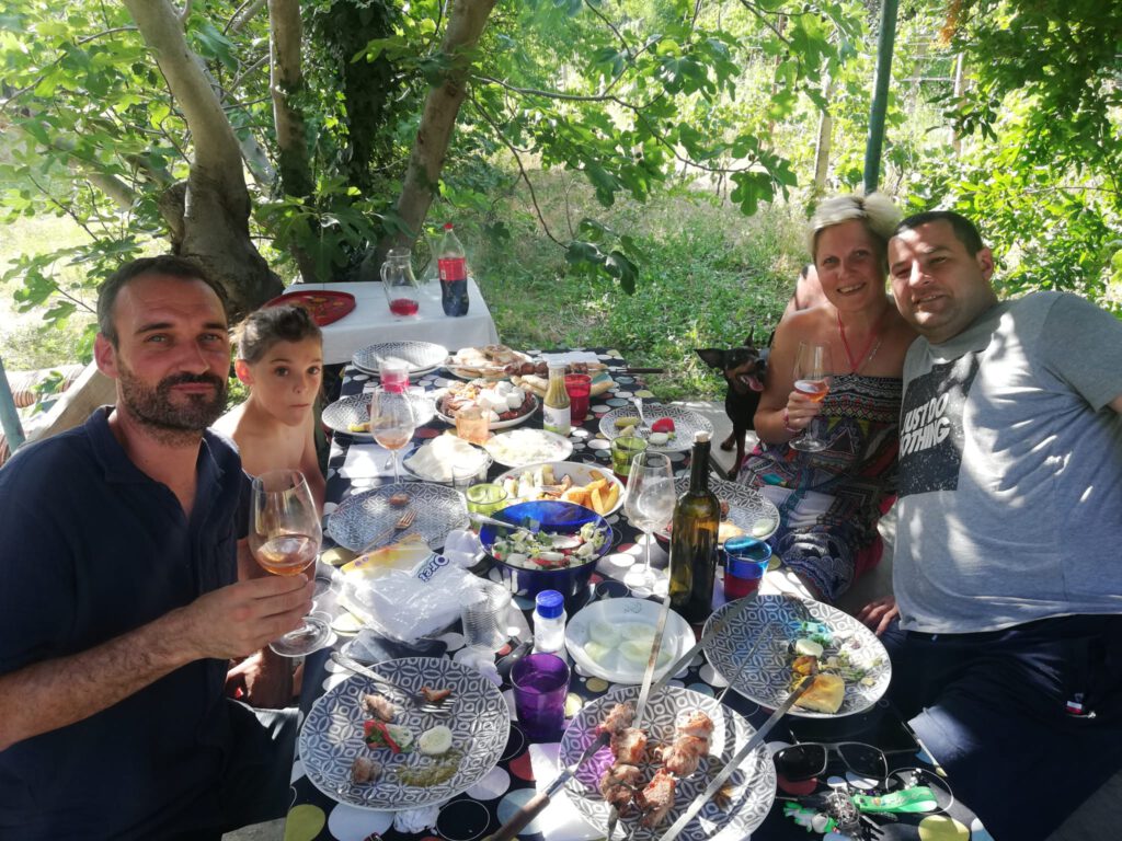 Picnic at a Georgian table in the nature