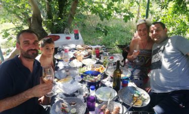 Picnic at a Georgian table in the nature