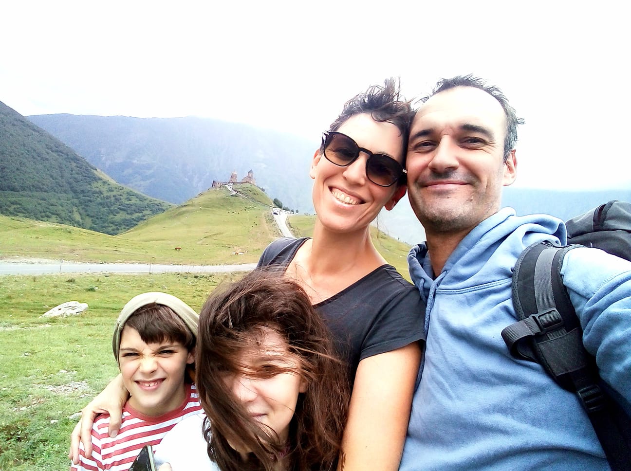 Happy French family at their holidays in Georgia, the Caucasus